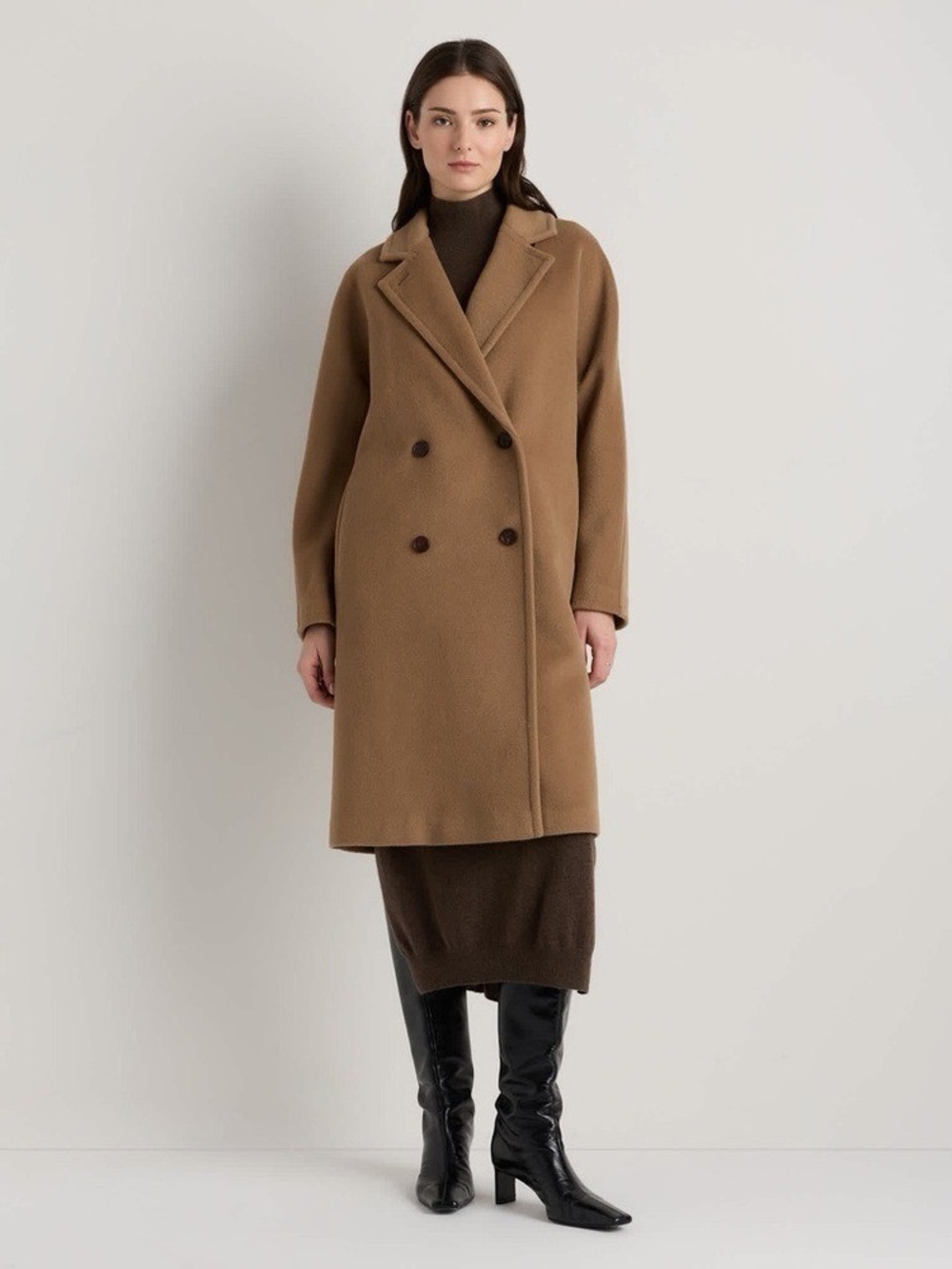 Quince Italian Wool Double-Breasted Slouch Coat XL